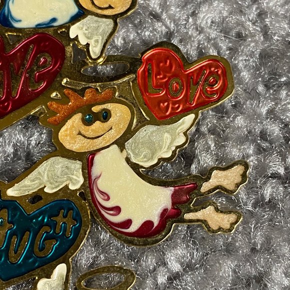 Live Love Laugh Three Angel Pin Brooch Hearts Angels Any Occasion - Picture 4 of 8